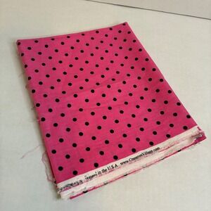 Cranston Village Pink Black Polka Dot Cotton Fabric 1 yard Quilt Crafting Sewing
